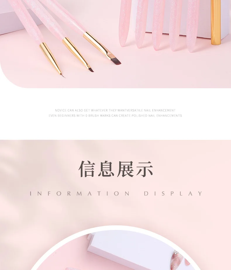 Description Picture 3 of item1Pcs Pink Nail Art Brush For Manicure Salon Tool Professional Painting Drawing UV Gel Extension Pen Nail Polish Nail Brushes
