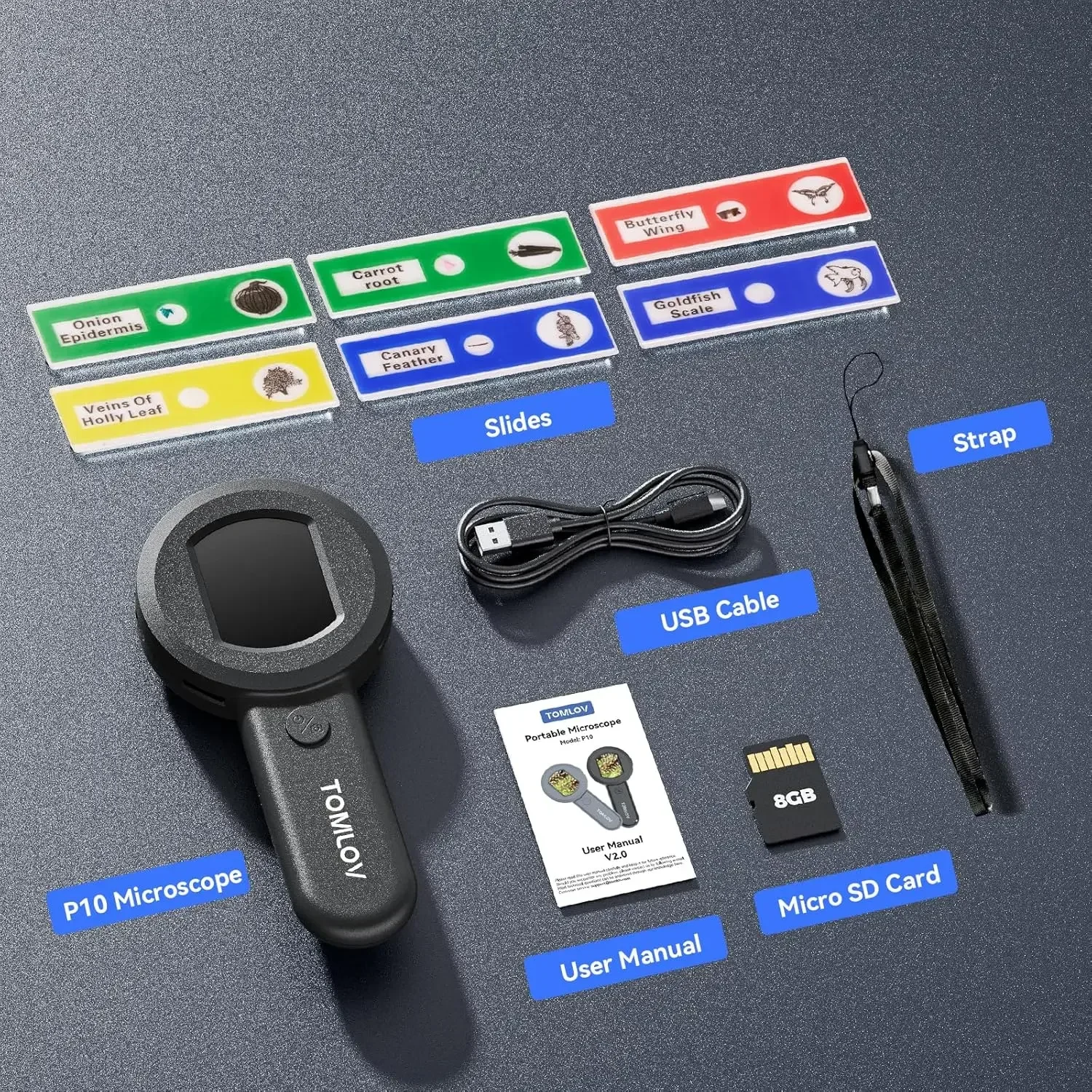 Handheld Microscope Magnifying Glass Mini Microscope Pocket Microscope TOMLOV P10 Microscope for Adults Kids Handheld Coin Magnifier with Light for Error Coins Collector Portable 100X Jewelers Loupe