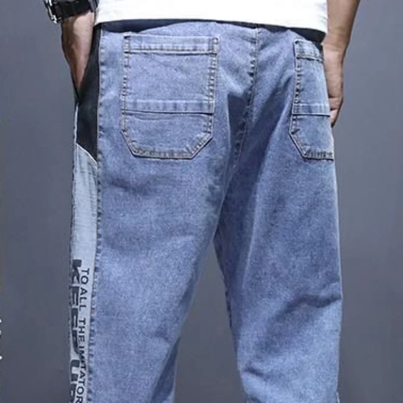 Gray Male Denim Shorts Graphic Straight Buttons Men's Short Jeans Pants Cowboy Retro Y2k Streetwear Wide Rude Summer New In Cut