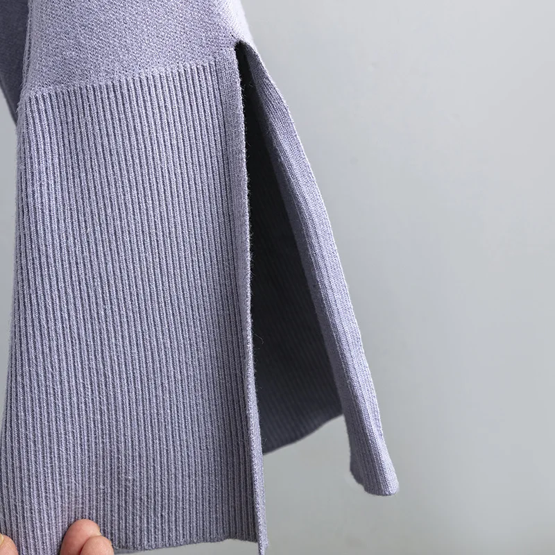 Conjuntos casuales sueltos de dos piezas para mujer, suéter de punto de gran tamaño y pantalones acampanados, conjuntos de chándal de punto para mujer, conjuntos de suéter