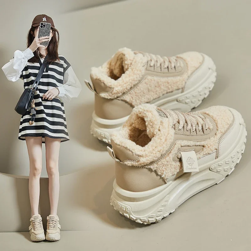 

2023 Winter Warm Fur Golf Shoes for Women High Top Gym Shoes Female Plus Velvet Golf Training Woman Anti-Slip Athletic Shoe Lady