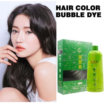 Shampoo senza tesa da 500ml 3 In 1 Shampoo colorante per capelli neri nutre a lunga durata per uomo donna Shampoo colorante per capelli grigio bolla
