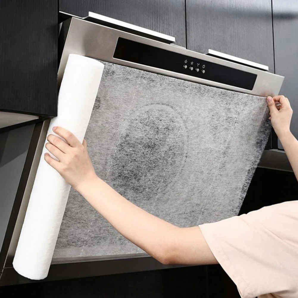 12Pcs Clean Cooking Nonwoven Range Hood Grease Filter Kitchen Supplies Oil Proof Sticker Pollution Mesh Range Hood Filter Paper