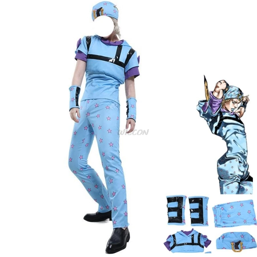 

Johnny Joestar Anime JoJo'S Bizarre Adventure Steel Ball Run Joe Ki Cosplay Costume Hooded Sweater Uniform Man Woman Party Suit