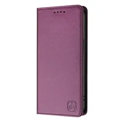 Luxury Anti-Theft Leather Wallet Flip Phone Case with Magnetic Closure for Poco F6 Pro 5G (PURPLE)