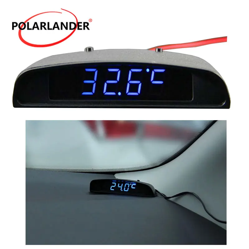 HOTSYSTEM digitale Termometro + orologio + Voltmetro 12V/24V per auto LED  Display blu, Prezzi e Offerte