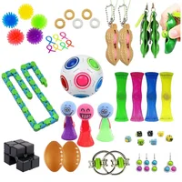 Sensory Toys Bean AntiStress Stretchy Strings Push It Squishy Chain Pops Cube Rainbow Ball Mini Squeeze Toy For Adults Kids Gift 1