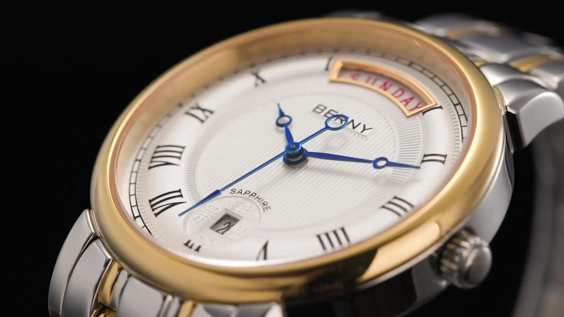 BERNY Orologio Automatico Uomo Meccanico - Cinturino In Pelle, Vetro Zaffiro, Impermeabile 10ATM, Quadrante Grigio Antracite