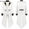New Men's Retro Tailcoat White Long Jacket Gothic Steampunk Victorian Cosplay Costume Frock Coat Single Breasted Swallow Uniform