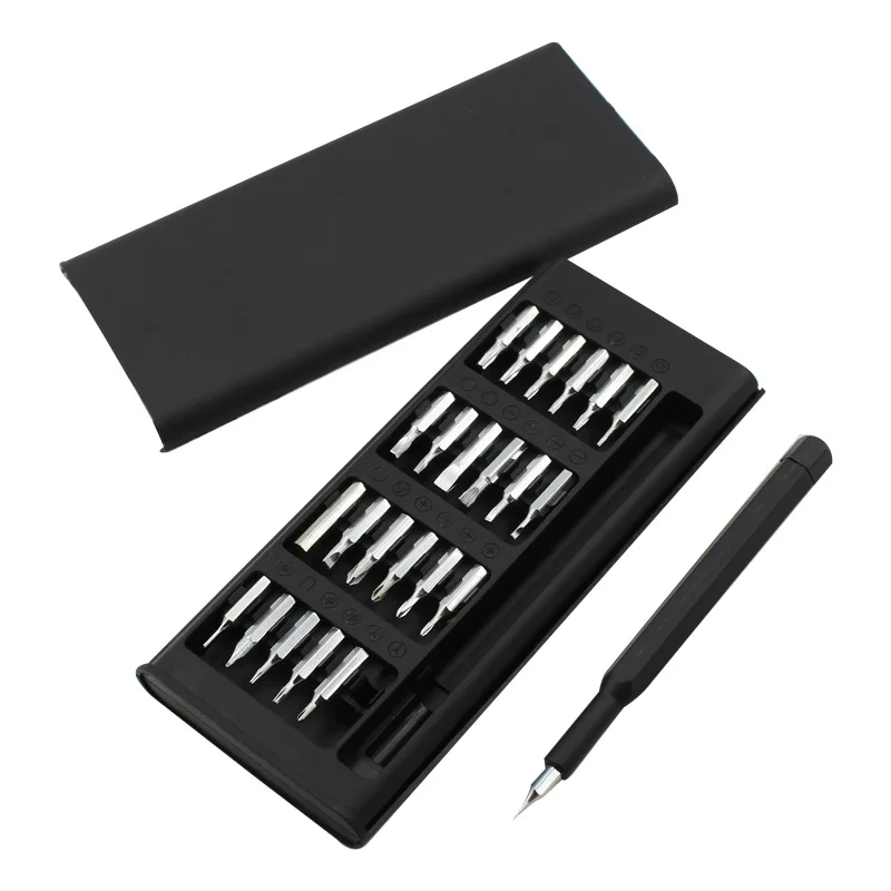 Conjunto de Chaves de Fenda, 25 em 1 com 24 Peças de Chaves de Fenda Mini Portáteis, Conjunto de Reparos Pequenos para Celular/PC/Câmera