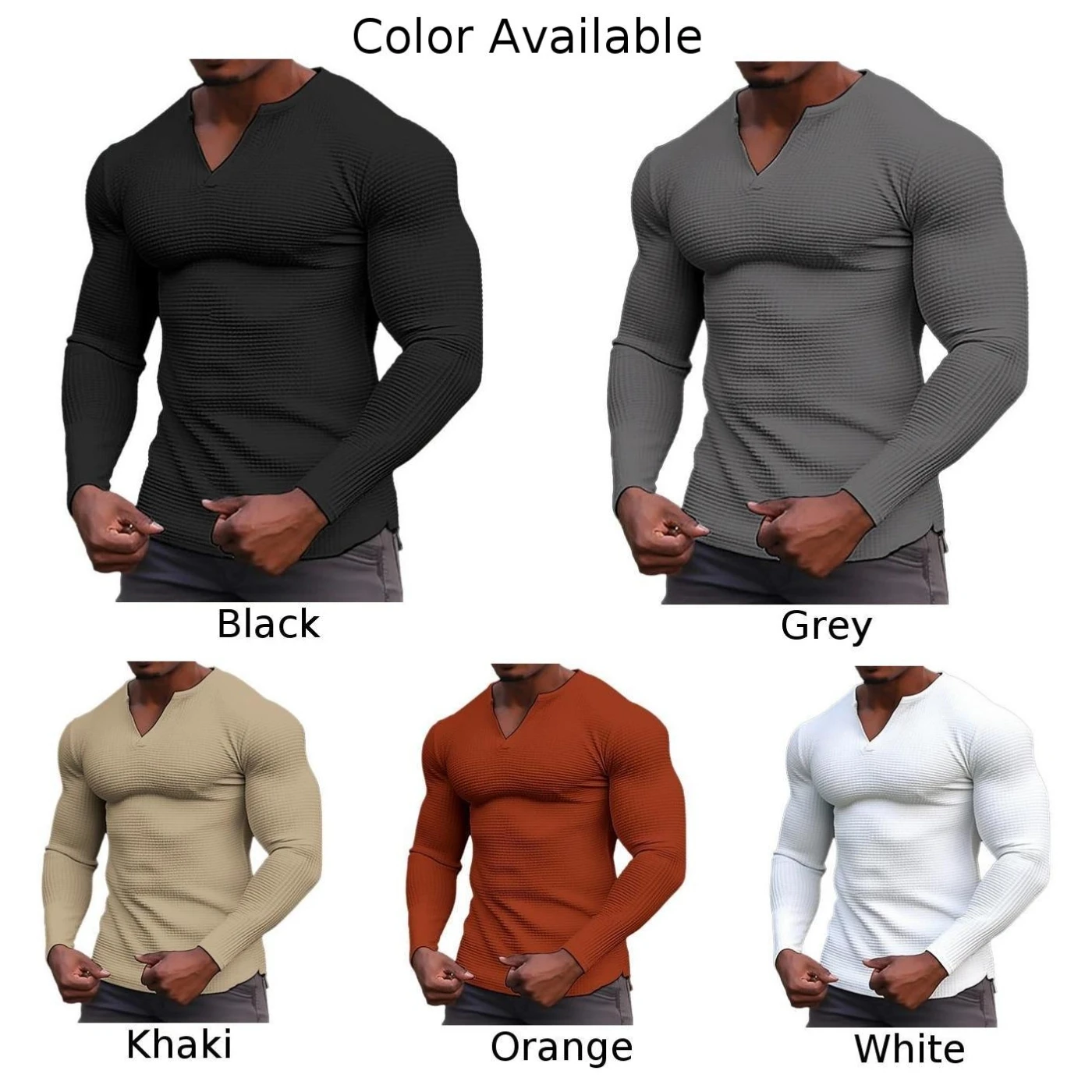 Mens Casual Sport Slim Fit Vintage T Shirt  Soft Waffle Fabric Long Sleeve Pullover Top for Daily and Outdoor Activities M 3XL