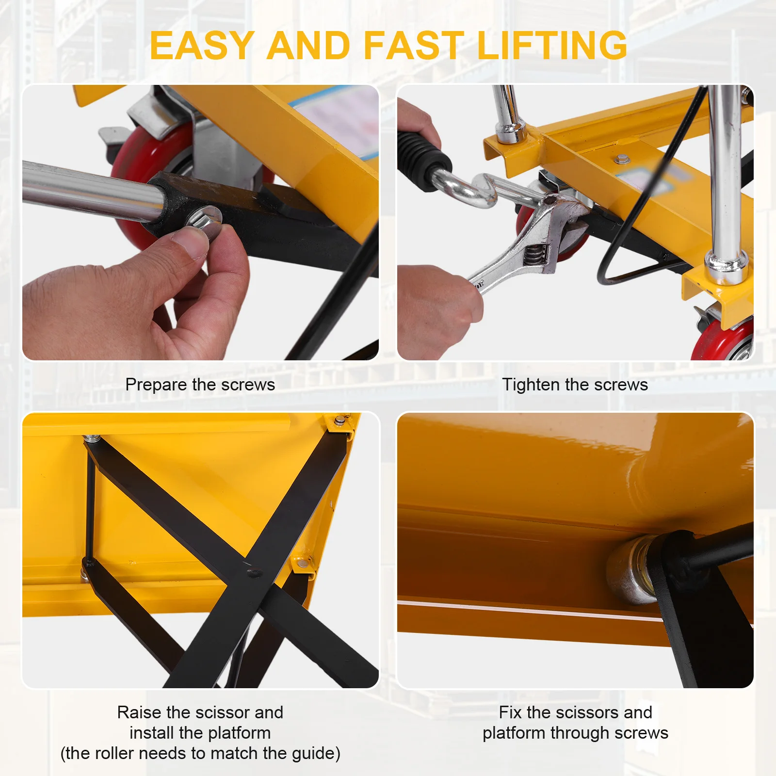 Hydraulic Lift Table, 150KG Scissor Lift Table Cart Double Scissor Hydraulic Lifting Trolley Manual Lifting Scissors Trolleys w