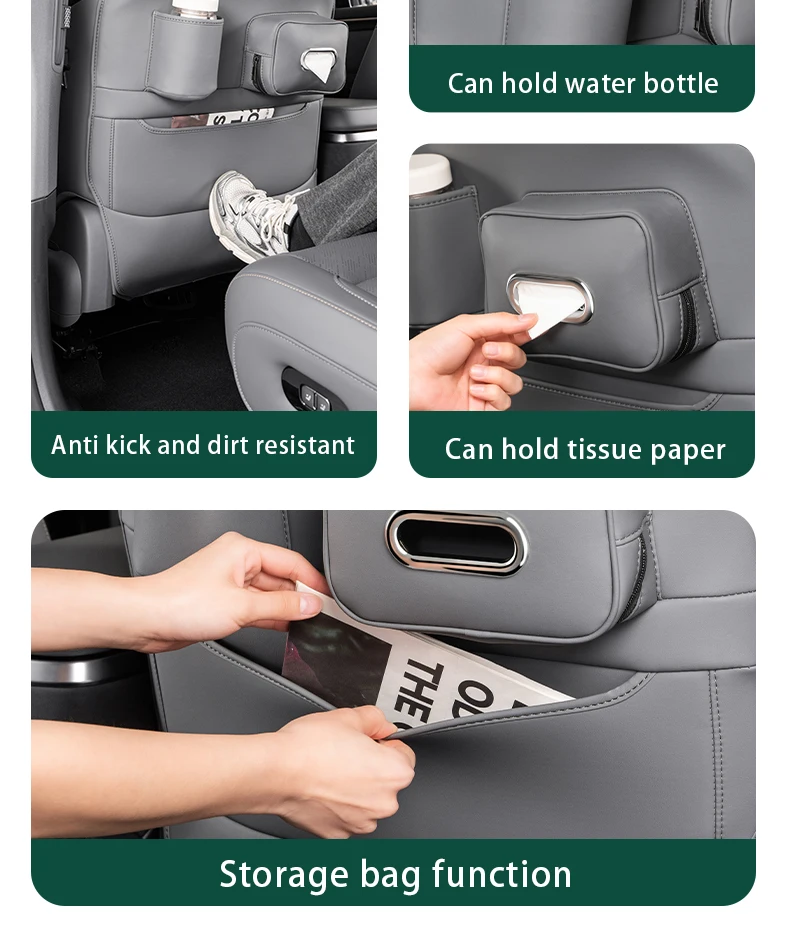 For ZEEKR 7X Multi-functional seat backrest anti-kick pad Tissue bags and cup ba