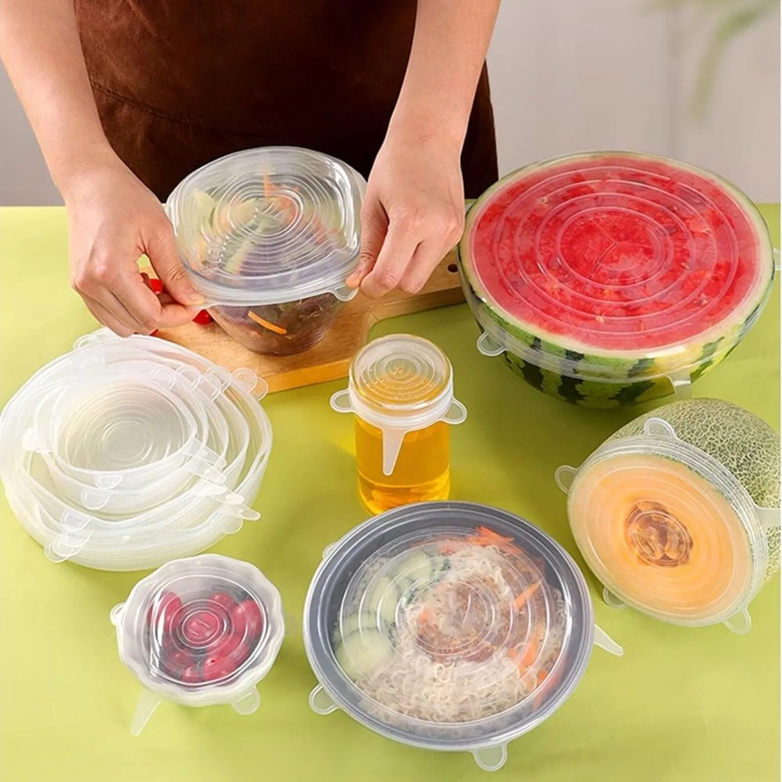6PCS/Set Multifunctional bowl cover Fresh-keeping Cover Silicone Lids Refrigerator Sealing Preservation Film Kitchen Accessory