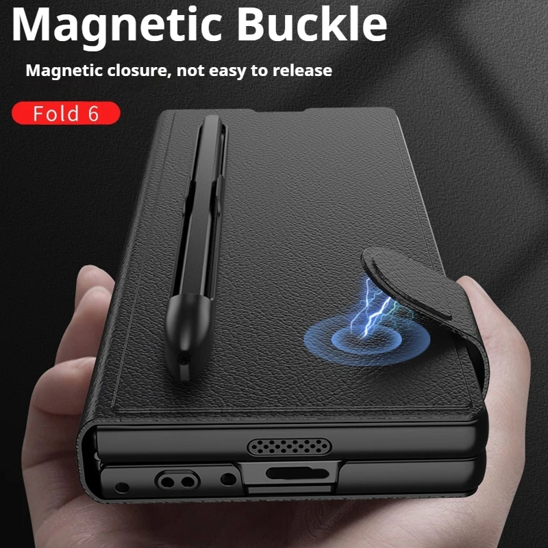 Custodia Flip Cover in Pelle di Lusso per Samsung Galaxy Z Fold 6 con Slot per Penna Pellicola Protettiva in Vetro per Schermo_voghion.com
