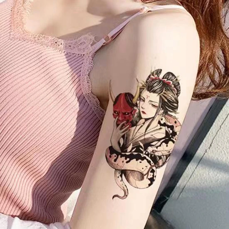 

Snake Girl Tatouage Temporaire Femme Sexy Stick Fake Tattoo Temporary Waterproof for Women Flower Arm Body Art Tattoo Adesivos