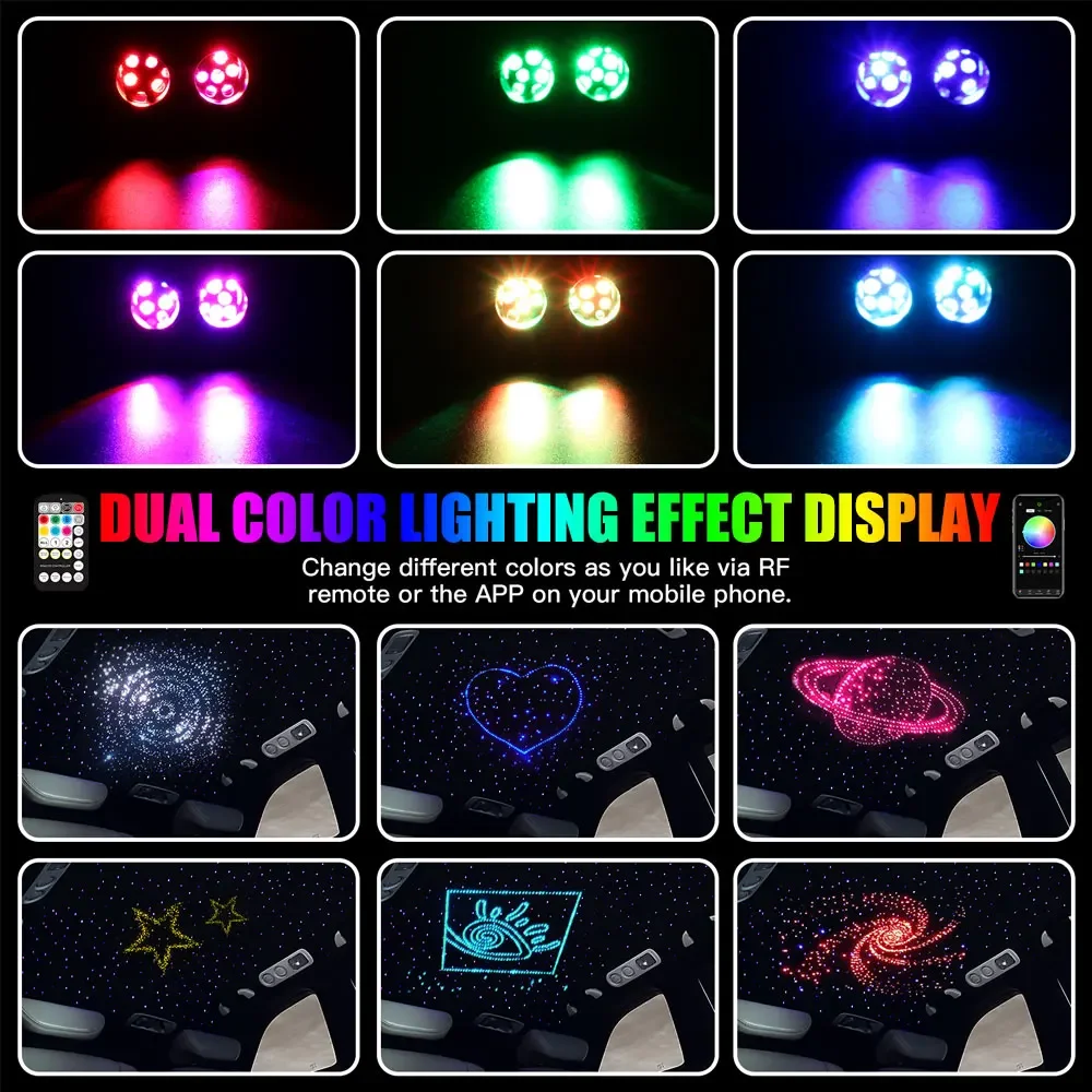 20W Dual Color Twinkle Car Roof Star Light RGB Meteor Music APP Control Sparkling Starry Sky Integrated Atmosphere light led ambient light