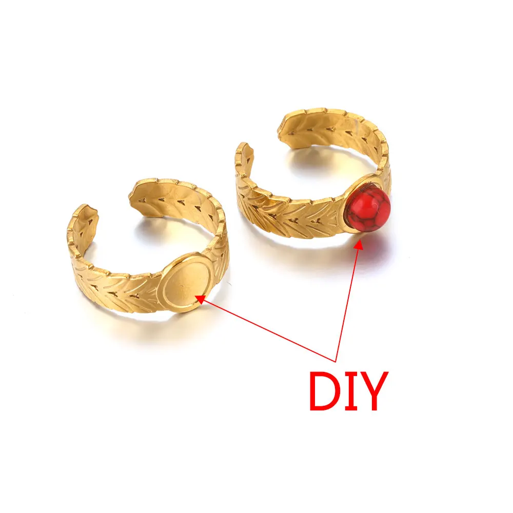 4 Stück offene Ringbasis Edelstahlringe Rohling Fassung DIY Runde ovale Harz Cabochons Tablett Ring Lünette Ring Schmuckherstellung – Detail 4