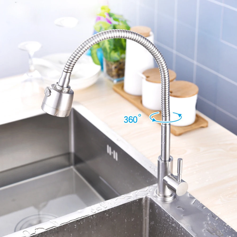 1Pc Kitchen Faucet 304 Stainless Steel Tap Water Purifier Single Cold Lever Hole Tap Deck Mounted For Kitchen Bathroom Hardware