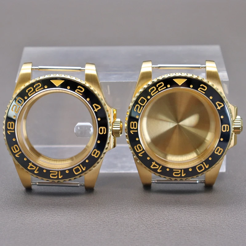 Men Watch 40mm Gold Case 38mm Ceramic Bezel Insert Fit gmt-master
