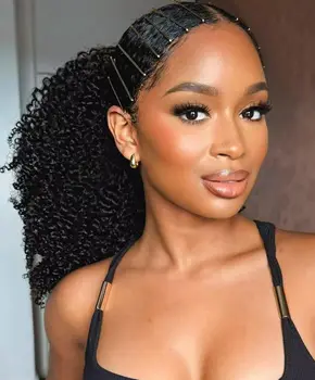 Afro Kinky Curly Hair Ponytail Extensions Clip in Drawstring Ponytail Human Hair Extensions Mongolian Kinky curly Hair Pieces
