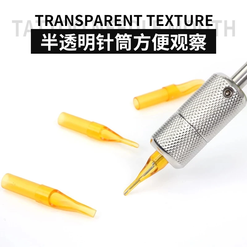 Disposable RT/FT Tattoo Nozzle Tips Yellow Plastic Steriled Assorted Permanent Makeup Needle Tubes Supplies 50Pcs tattoo microblading needles