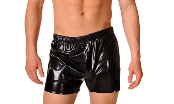 

100% Pure Latex Rubber Men Black Low waist Boxer Shorts/Pants Briefs 0.4mm S-XXL