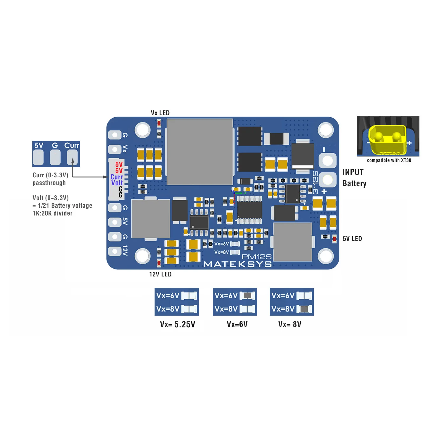 Matek PM12S-3 POWER MODULE 9V to 55V independent Step-Down Voltage Regulators for RC Model Airplane Helicopter FPV Racing Drone