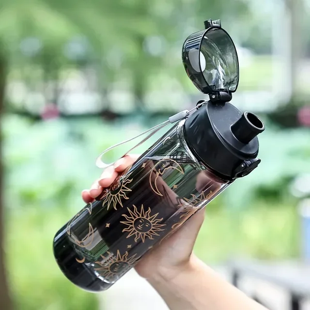 600ml Daisy Flower Plastic Water Bottle Sports Transparent Water Bottle Portable Gym Travel Clear Leakproof Drinking Bottle 5
