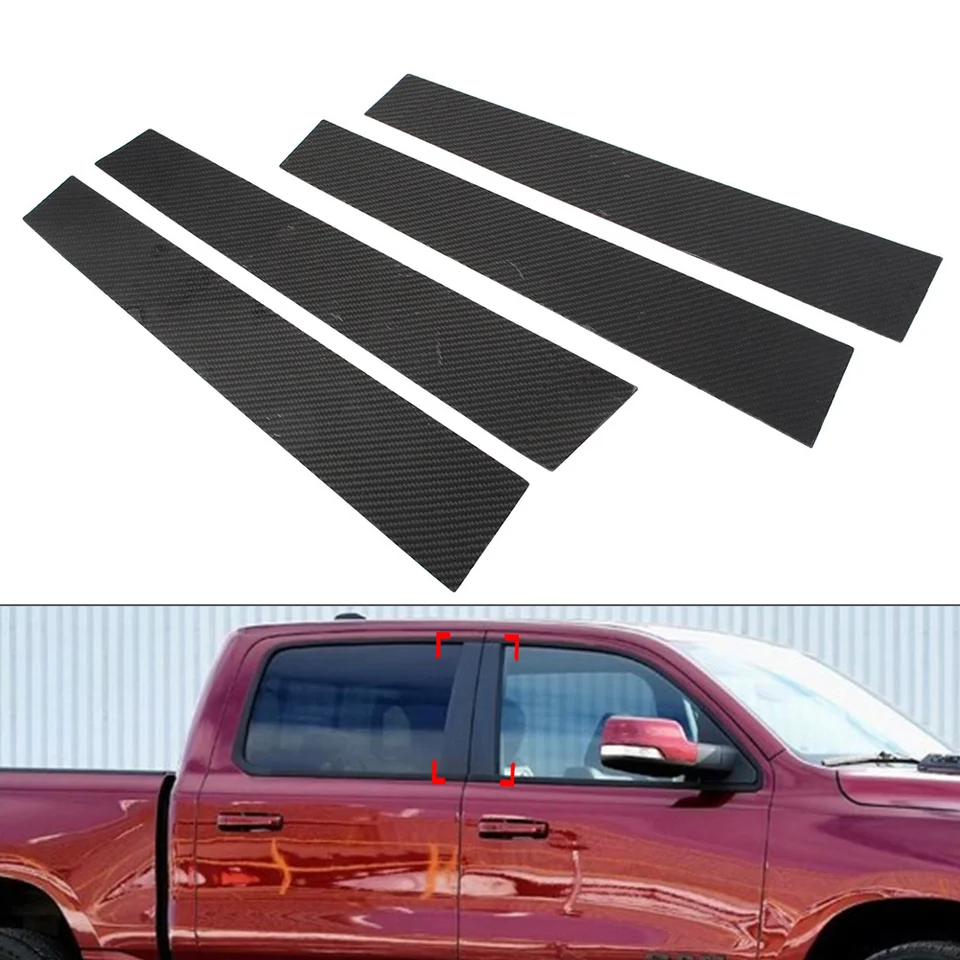 4Pcs Carbon Fiber Exterior Window B-Pillar Cover Trim For Benz CLS C219 04-09