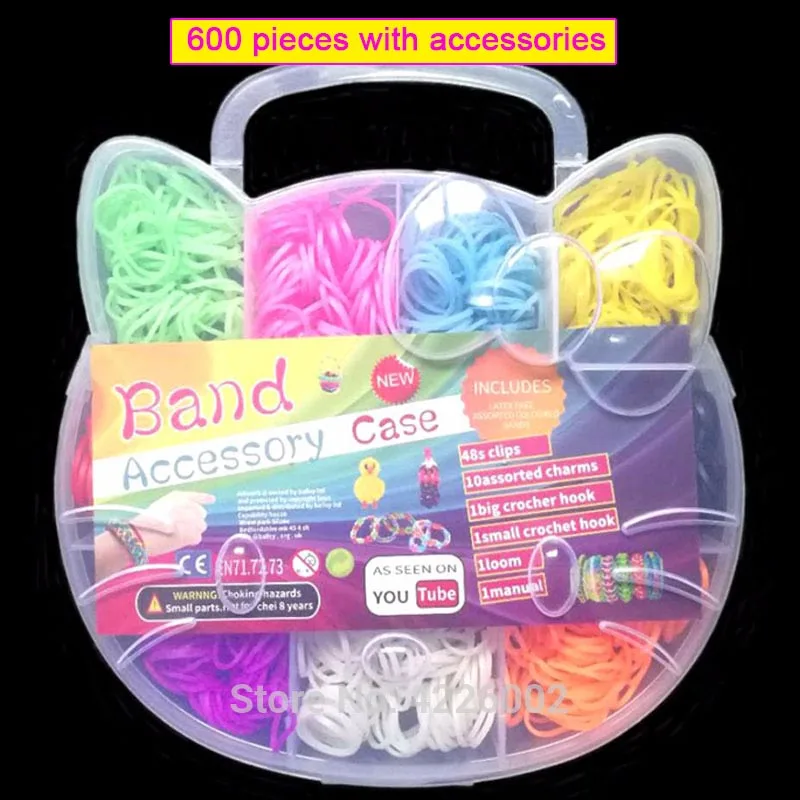 DIY Large Loom Bands Rainbow Loom Storage Kit Board Loom Hook Clips Charms