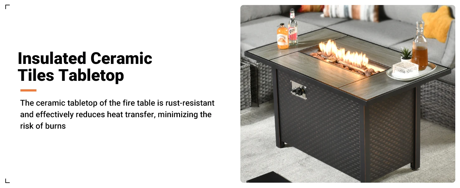 outdoor furniture set with fire table