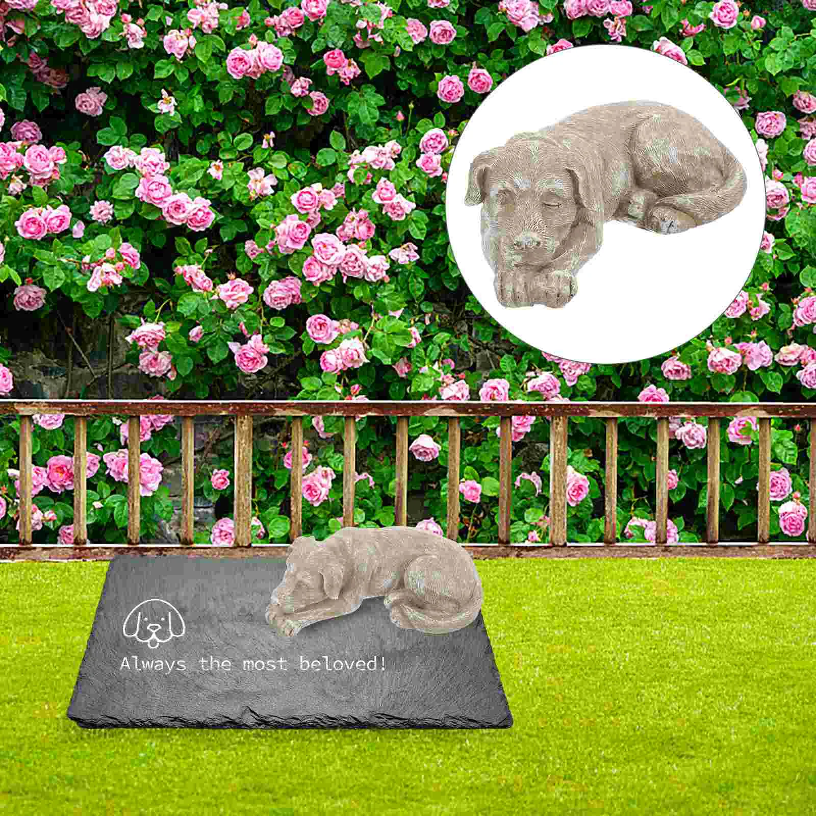 

Garden Pet Memorial Tombstone Statue Cat Dog Cemetery Decorative (Dog) Grave Markers Plaque Tribute Resin Gifts