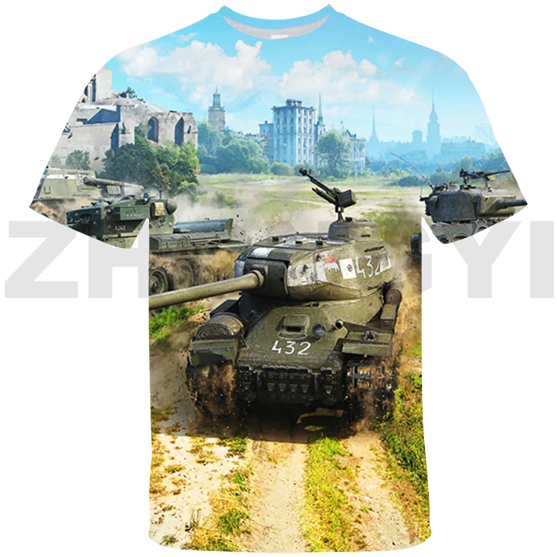Gioco Popolare World Of Tanks 3D T-Shirt Adolescente Anime Gerand Tanks Maglietta Vintage Trendy Summer War Thunder Abbigliamento Uomo Tees