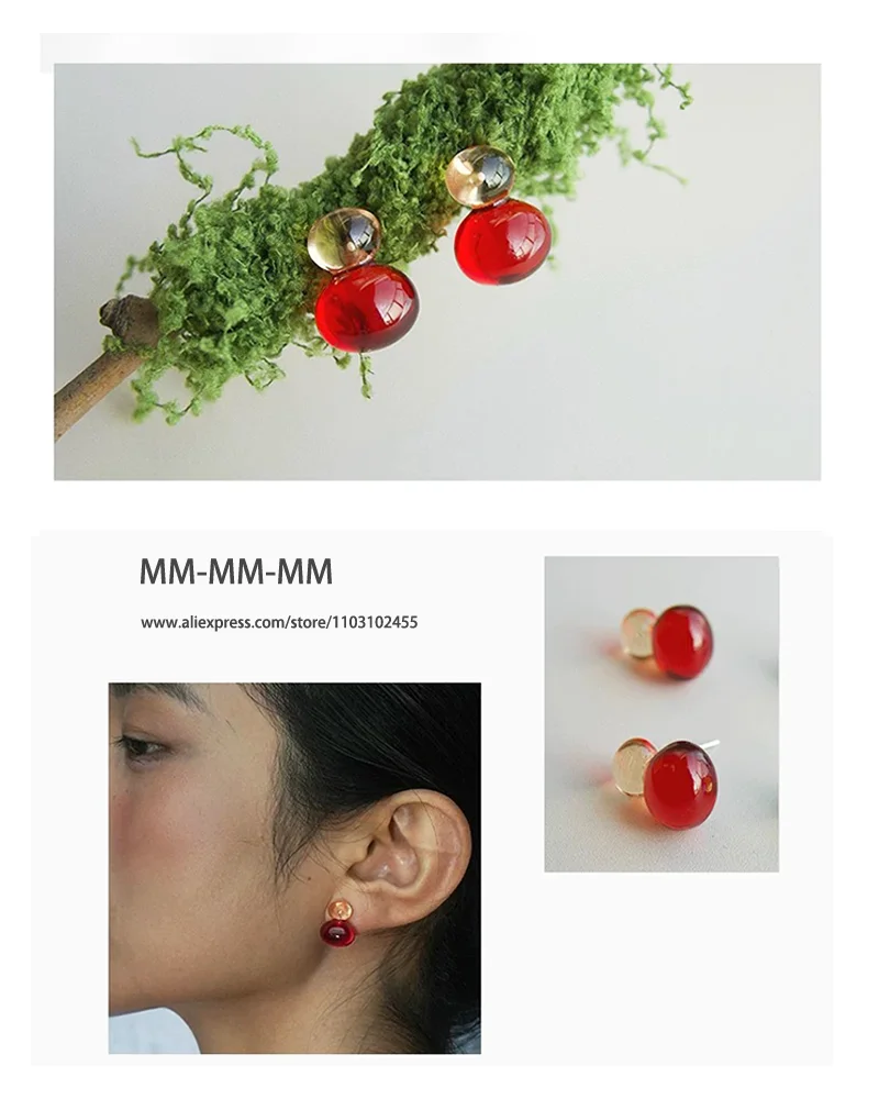 2026 Kontrastfarbene, hochtransparente Harz-Ohrstecker | Koreanischer Niedlicher Stil, hypoallergen | Weihnachtlicher Bohemian-Party-Schmuck – Detail 2