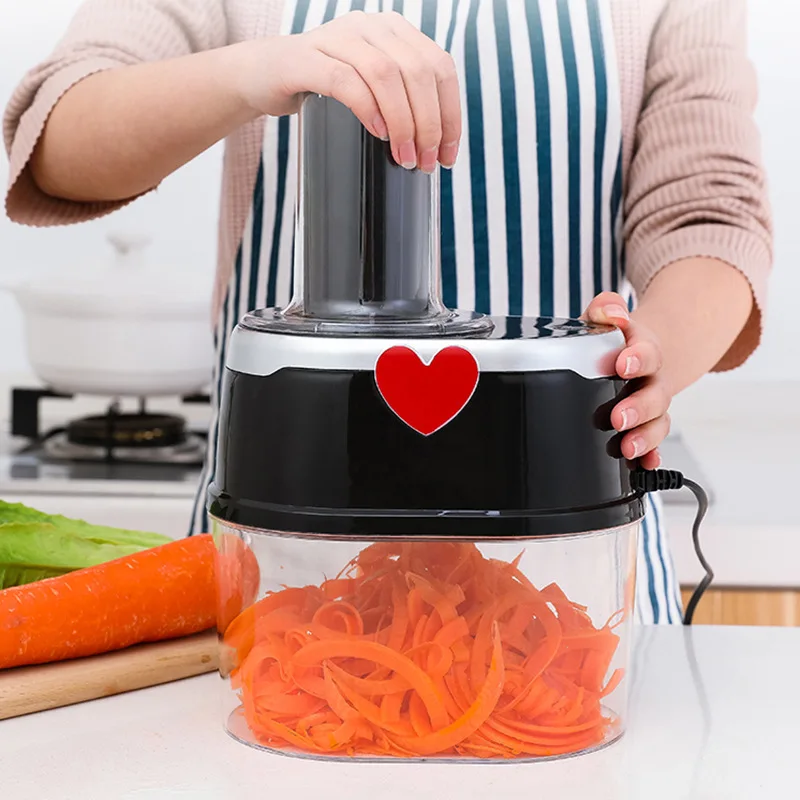 110V/220V Electric Spiral Vegetable Cutter 4 IN 1 Multifunctional Crusher Food Processor Carrot Spiral Potato Cucumber Slicer handheld vegetable spiralizer slicer cutter grater cucumber carrot fruit noodle spaghetti maker