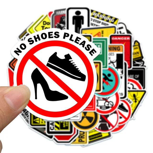 10/30/50Pcs Warning Mark Waterproof Graffiti Sticker Aesthetic Decorative Luggage Laptop Phone Fridge Scrapbook Kids Stickers 3
