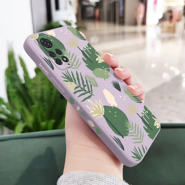 Verdant Green Leaf Phone Case For Xiaomi Redmi Note 11 11S 11T 10 10A 10T 10S 9T 9 8 7 Pro Plus 10C 9A 9C 9T 4G 5G Cover Light Purple 1