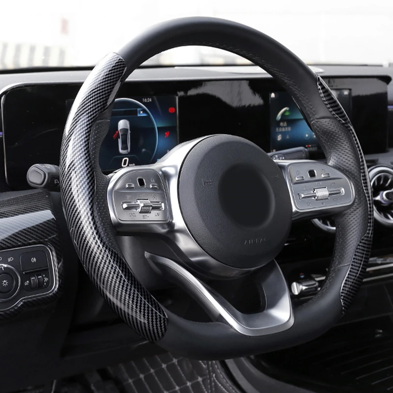 New 2 Halves Car Steering Wheel Cover 38cm 15inch for bmw x3 x5 x6 e46 f30 2010-2022 car steering wheel cover carbon black fiber |