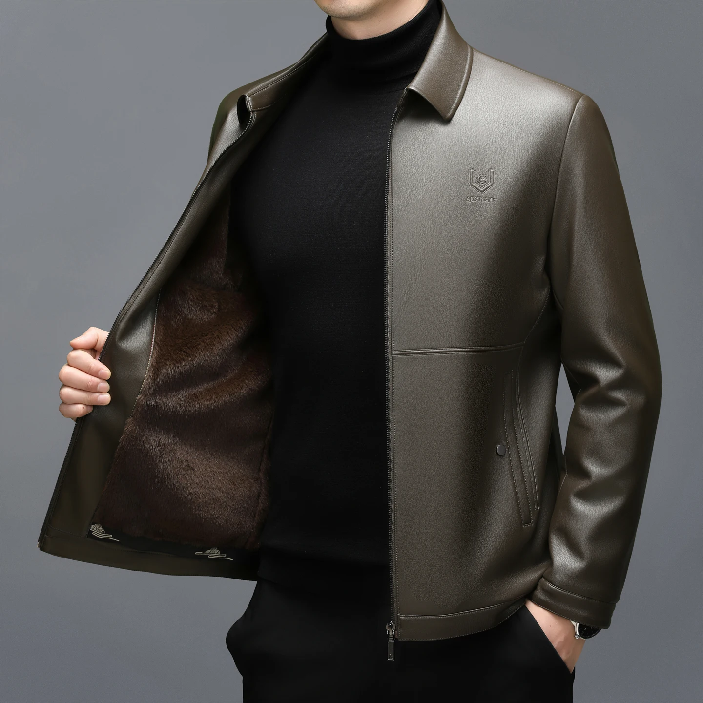 YXL-3507 الرجال سترة جلد الغنم الخريف والشتاء سميك...