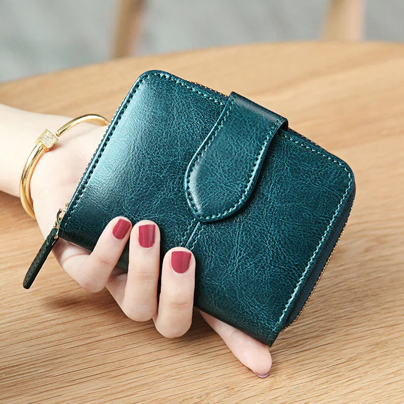 Anti RFID Women Coin Purse Genuine Leather Small Wallet for Girl Birthday Gifts