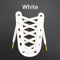 Elegant Gold & Silver Flat Faux Leather Shoelaces with Metal Tips - Premium Quality Lace Upgrade - 160cm (White)