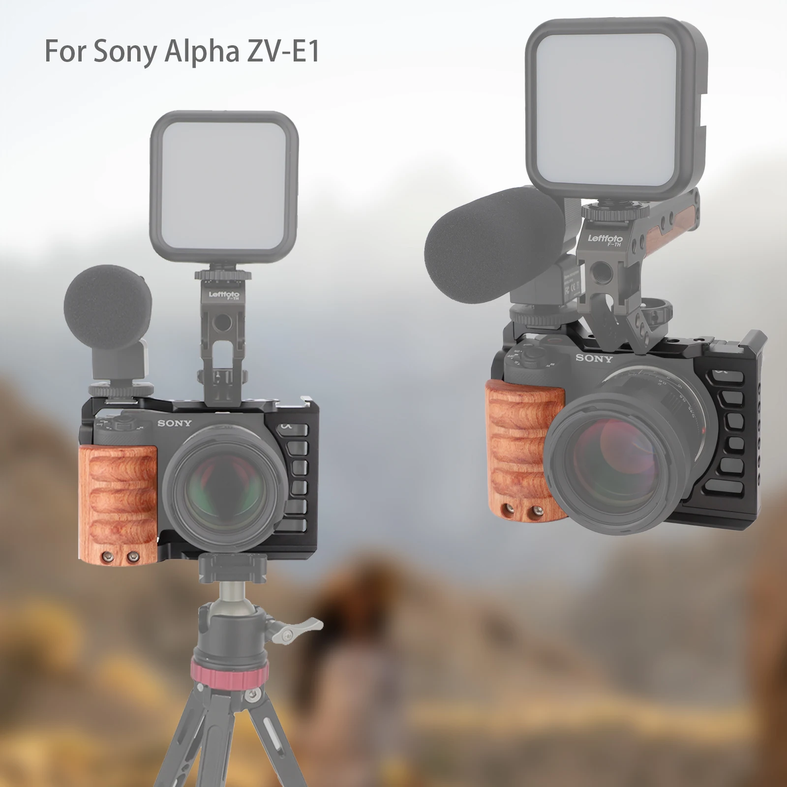 Leftfoto Upgrade Metallkäfig mit Holzgriff für Sony Alpha ZV-E10