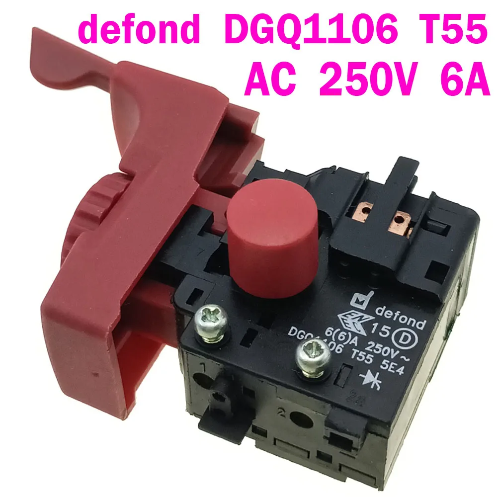 สวิตช์สว่านกระแทก 1 ชิ้น รุ่น Defond DCQ1106 T55 อุปกรณ์เสริมเครื่องมือไฟฟ้า AC 250V 6A 5E4 สวิตช์ควบคุมความเร็วเดินหน้าและถอยหลัง 1