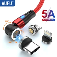 AUFU 5A Магнитный кабель типа C для Samsung S21 Huawei P30 Магнитный провод для быстрой зарядки зарядного устройства для iPhone Xiaomi Шнур для передачи данных Micro USB