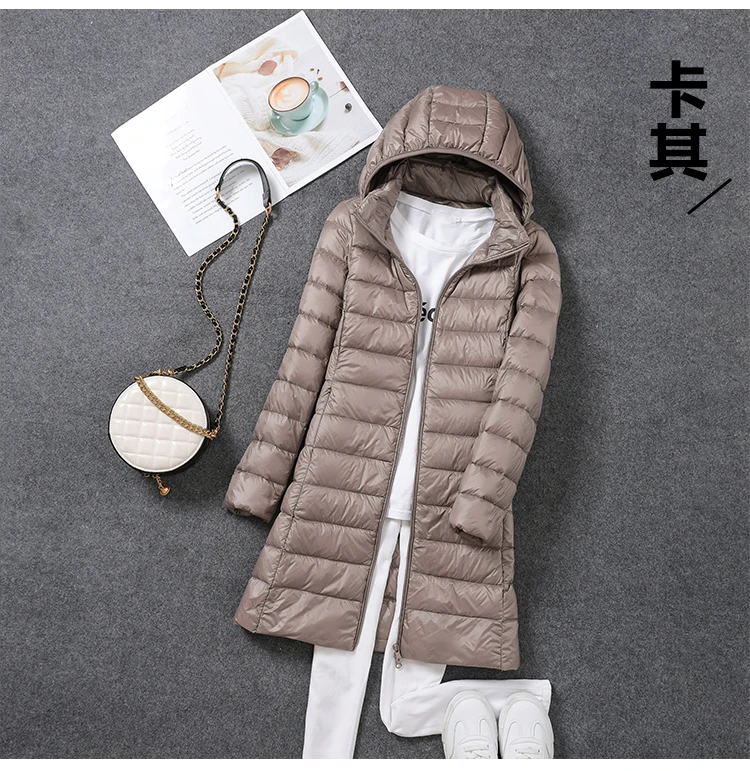 Plus Size New Women Thin Down Jacket White Duck Down Ultralight Jackets Autumn And Winter Warm Coats Puffer Portable Outwear