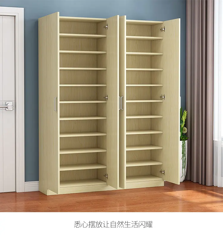 Balcony Shoe Cabinet Home Entrance Large Capacity Solid Wood Shoe Rack Cabinet Storage