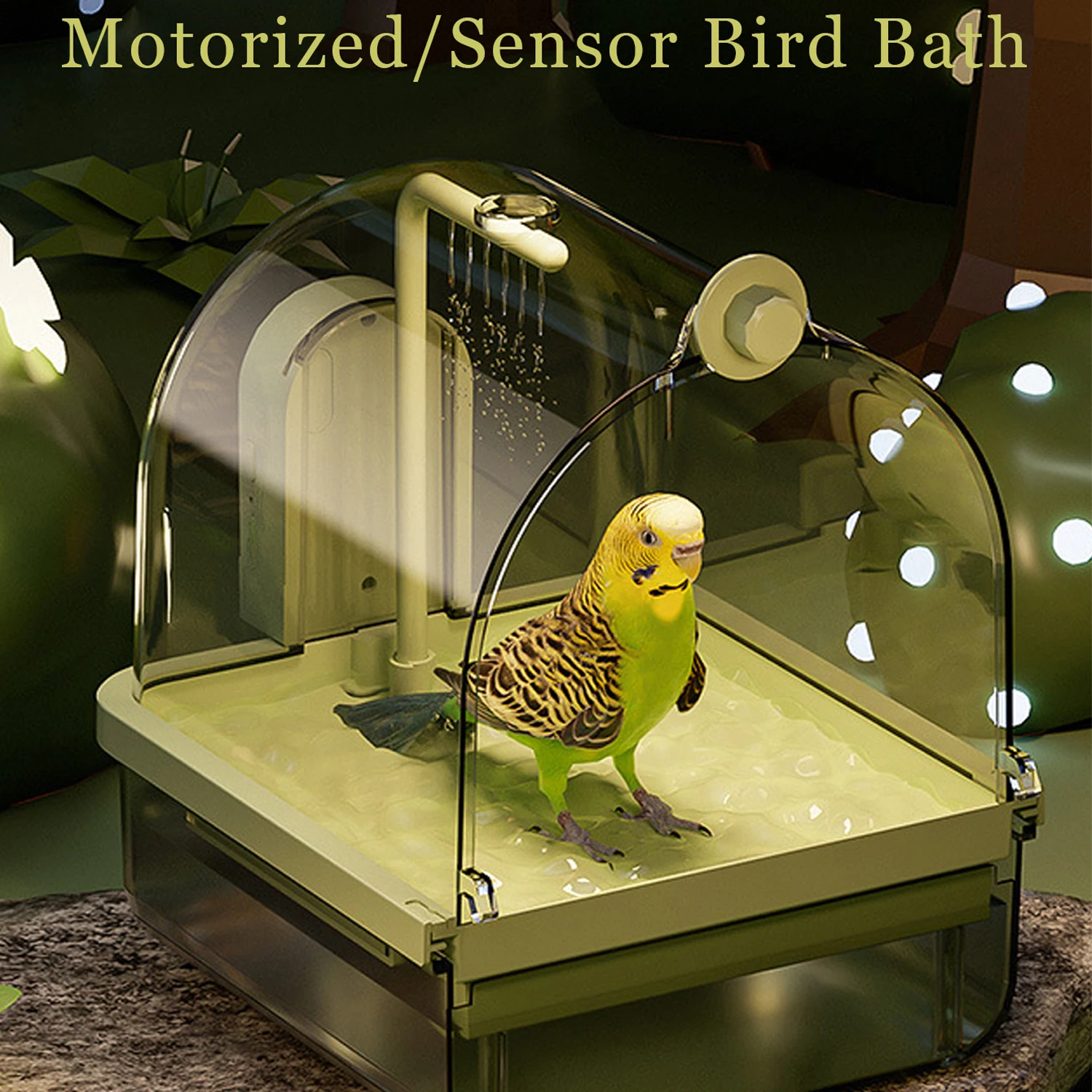 Smart Sensor Automatic Shower Box for Bird USB Electric Model Bathtub with Screw Hooks Clear Parrot Bathtub Hanging