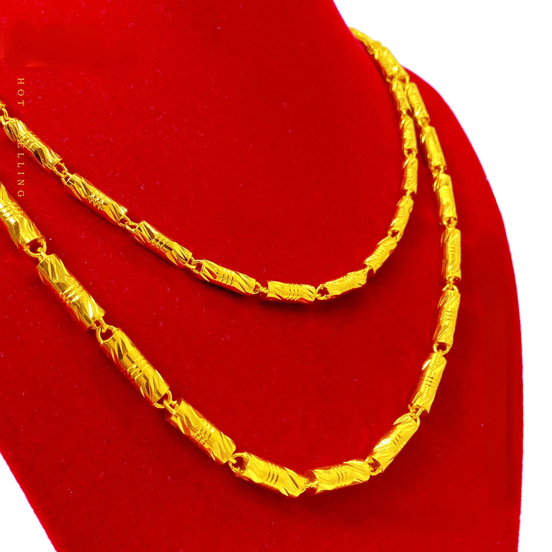 

Genuine Pure 24k Gold Color 5mm 6mm Wide Classic Men's Chain Necklace for Men Bro Father 60cm Necklaces Fine Jewelry Gifts