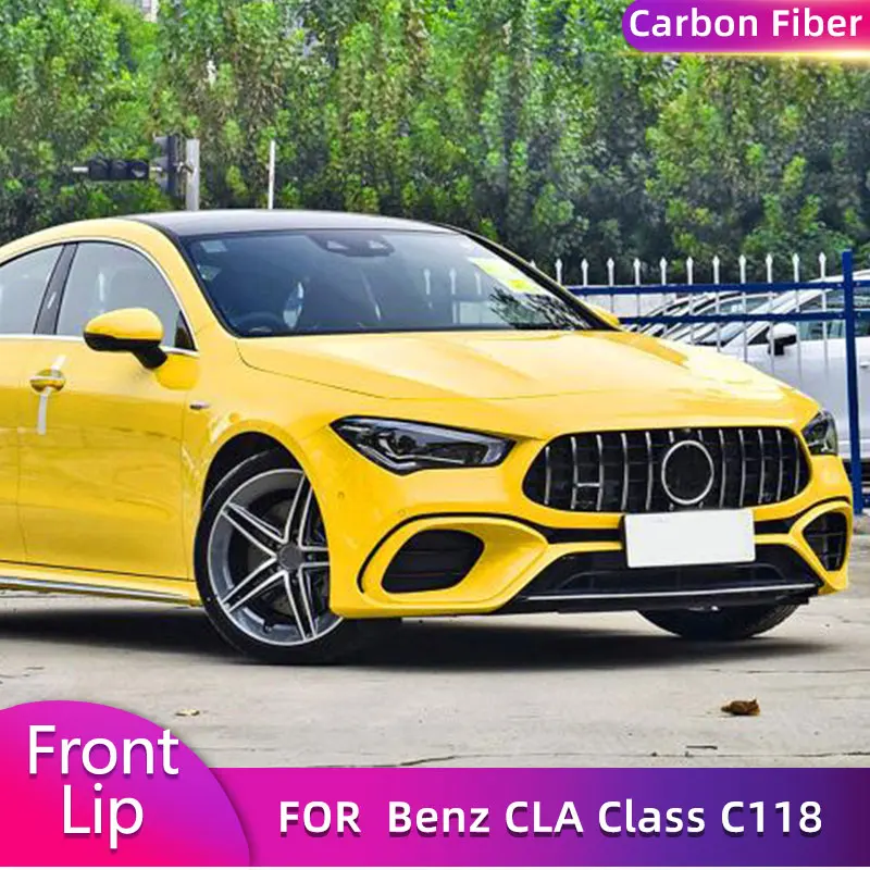 

Carbon Fiber Car Front Bumper Lip Spoiler Splitters Chin Apron For Mercedes Benz CLA Class C118 CLA45 AMG 2020-2022